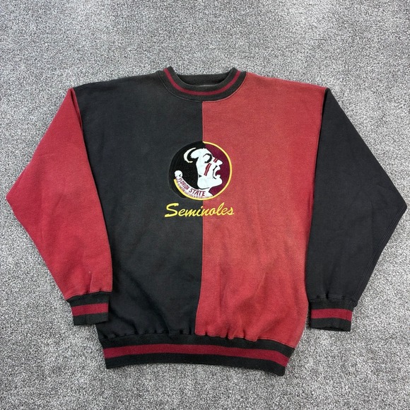 Vintage Florida State Seminoles Sweatshirt Mens Large Red Black Striped FSU Logo - Picture 1 of 6